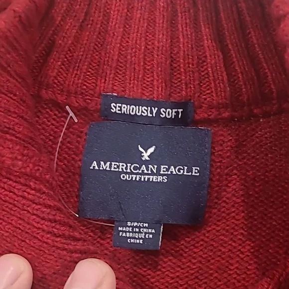 American Eagle mock neck men's color block wool blend sweater small new - Picture 3 of 5